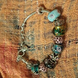 Glass Bead Charm Bracelet